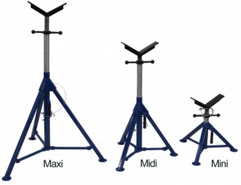 Cantiere, Fat Jack, New, treppiede, fisso, testa, a ‘V’, ruote, acciaio, supporto, Richiudibile, maxi, midi, mini, basso, alto, medio, 2750 kg, regolabile , differenti altezze, pipe, tube, support